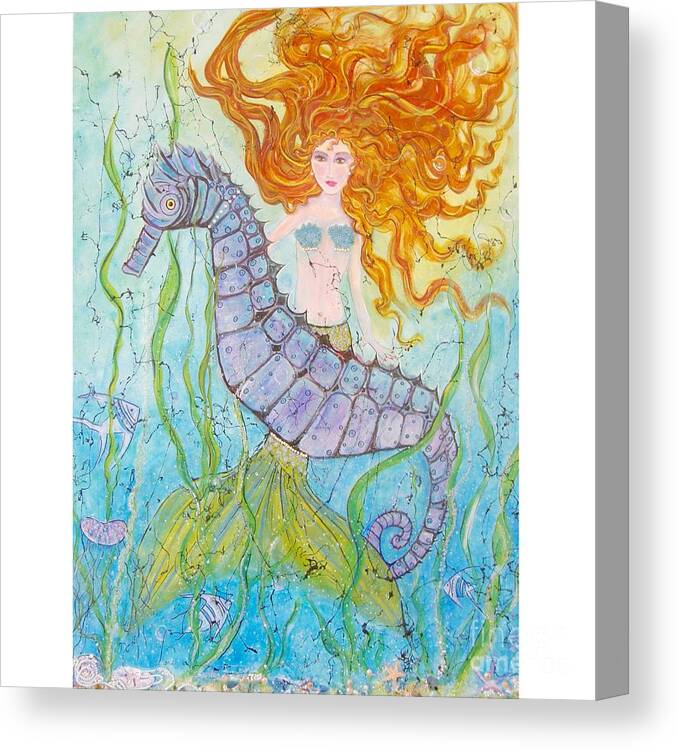 Mermaid Canvas Print featuring the painting Mermaid Fantasy by Midge Pippel