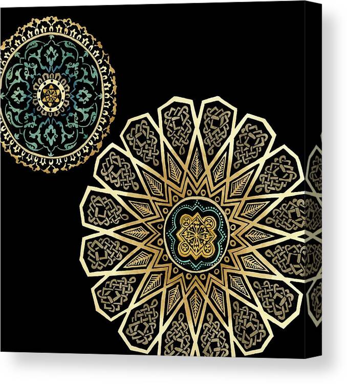 Decorative Elements Canvas Print featuring the painting Midnight Rosette II by Chariklia Zarris