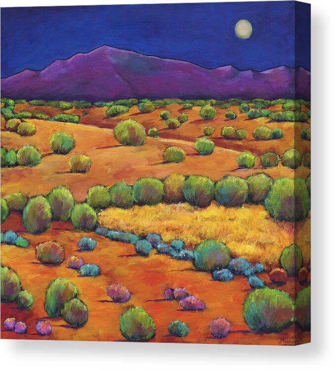 Contemporary Southwest Canvas Print featuring the painting Midnight Sagebrush by Johnathan Harris