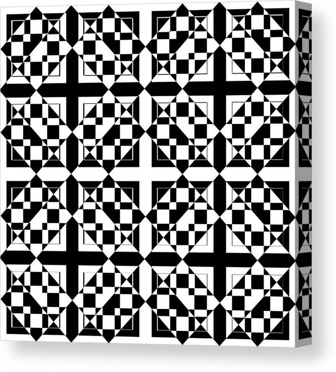 Black & White Canvas Print featuring the digital art Mind Games 71 se by Mike McGlothlen