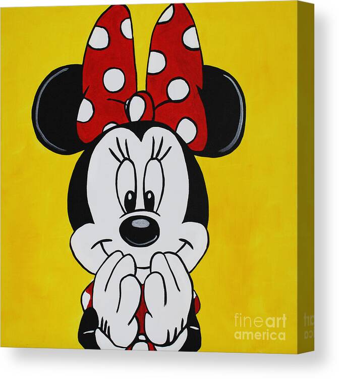 Minnie Mouse Painting Canvas Print featuring the painting MINNIE MOUSE Yellow by Kathleen Artist PRO