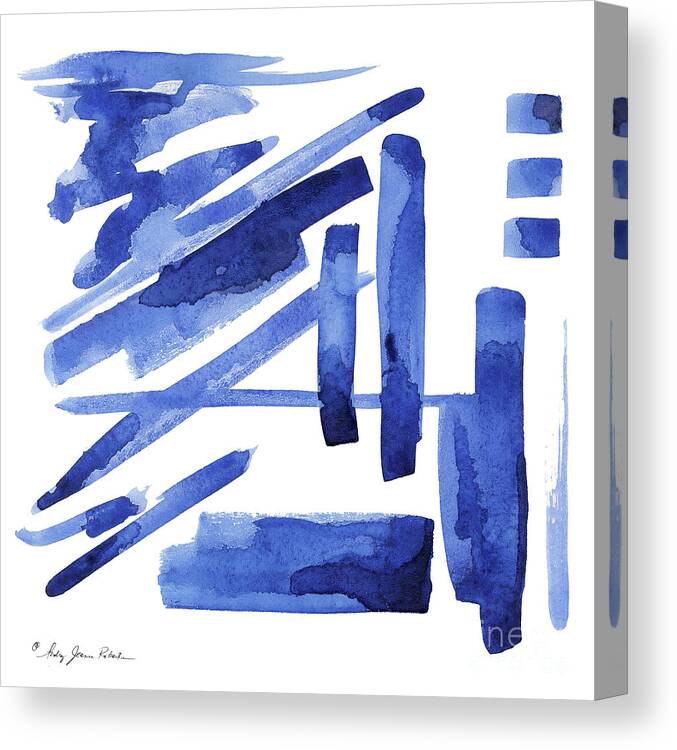 Diagonal Canvas Print featuring the painting Modern Asian Inspired Abstract Blue and White 3 by Audrey Jeanne Roberts