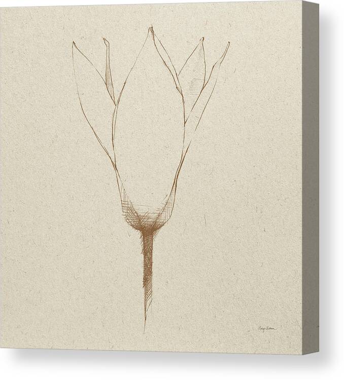 Brown Canvas Print featuring the drawing Modern Vintage Floral V by Avery Tillmon