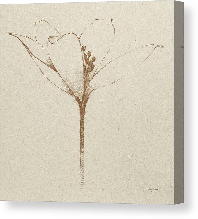 Brown Canvas Print featuring the drawing Modern Vintage Floral Vi by Avery Tillmon