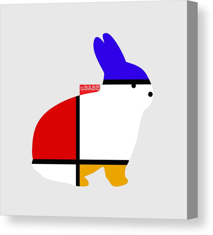Modern White Rabbit Canvas Print featuring the digital art Modern White by Ubabe Style