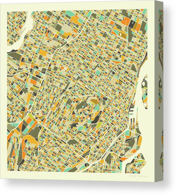 Montreal Map Canvas Print featuring the digital art Montreal Map 1 by Jazzberry Blue