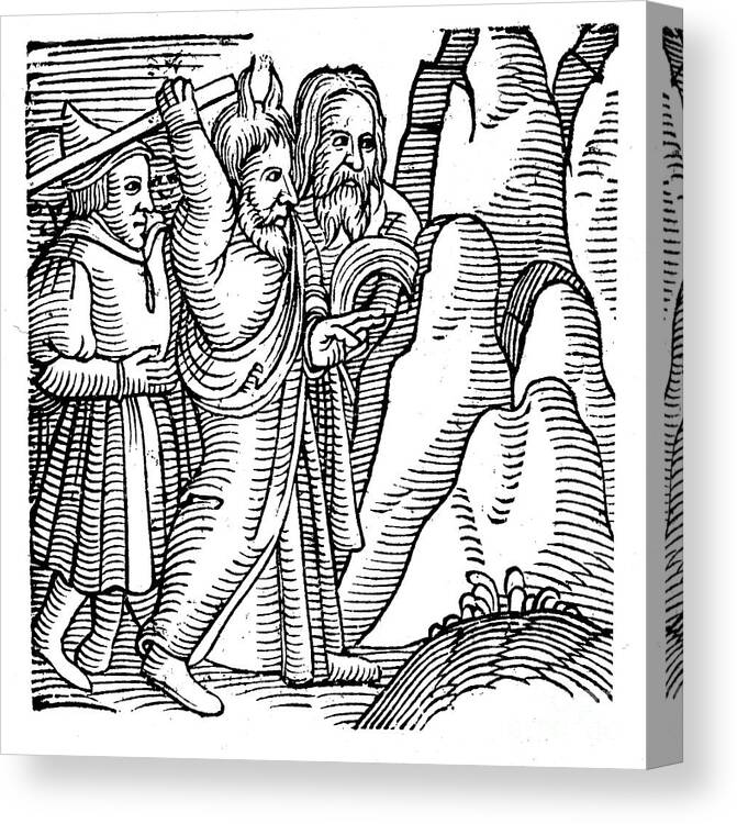 People Canvas Print featuring the drawing Moses Striking The Rock by Print Collector