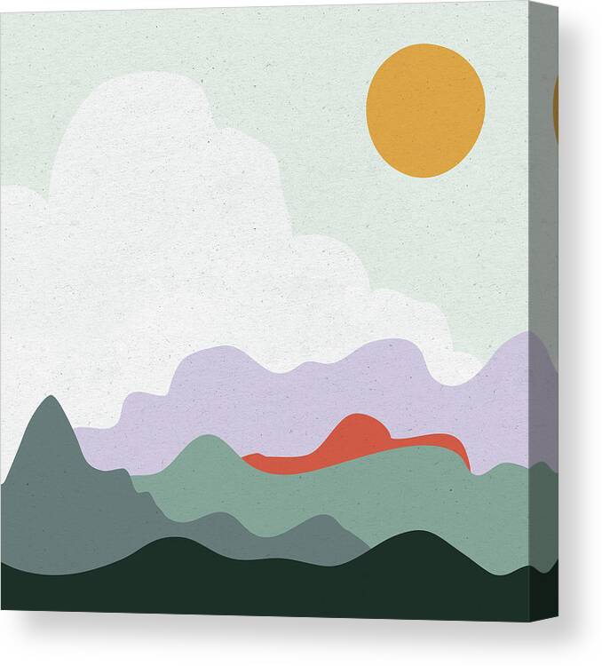 Circle Canvas Print featuring the painting Mountainous I by Sara Zieve Miller