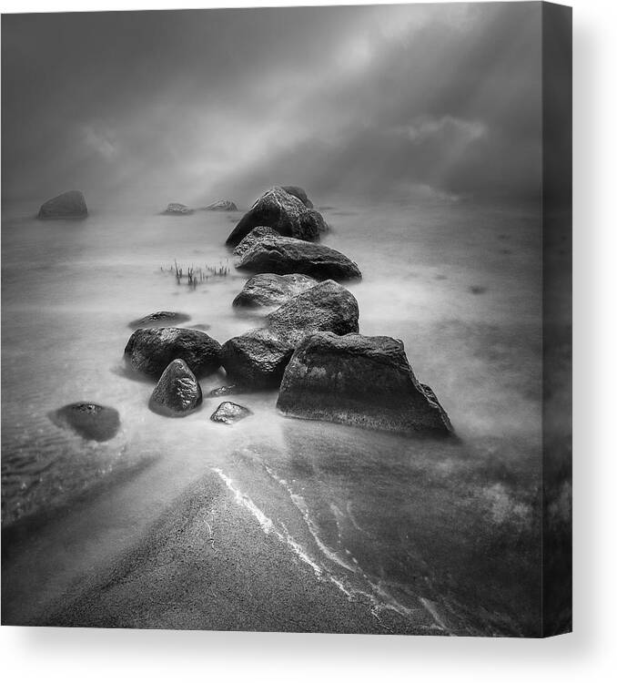 Water Canvas Print featuring the photograph Mysterious Stones ... by Joanna Maciszka
