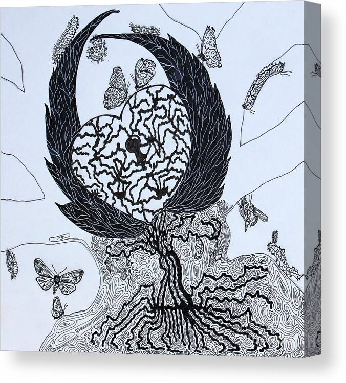 Prints Canvas Print featuring the drawing Mystery of an Unfinished Life by Barbara Donovan