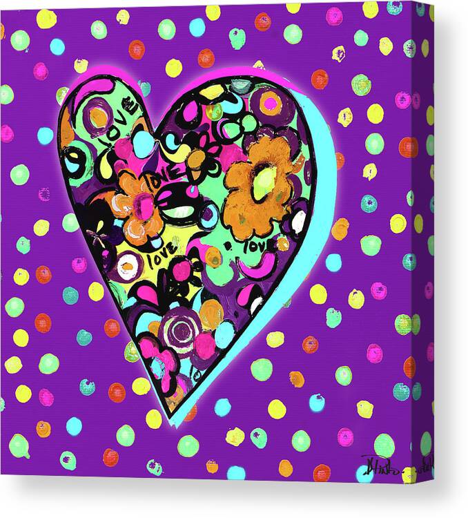 Neon Canvas Print featuring the painting Neon Hearts Of Love I by Patricia Pinto