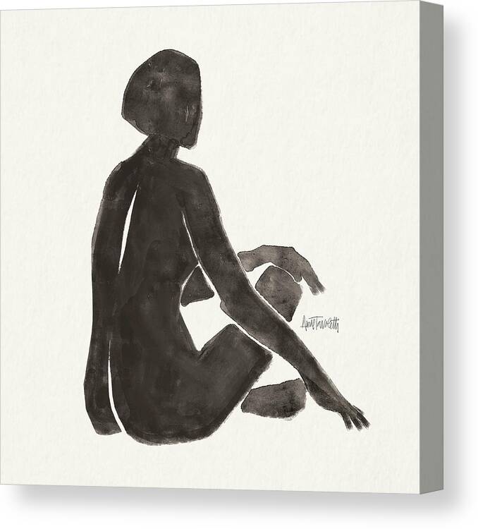 Black Canvas Print featuring the painting Neutral Nudes IIi by Anne Tavoletti