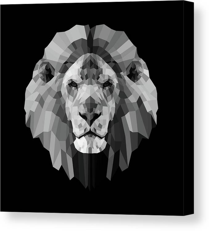 Lion Canvas Print featuring the digital art Night Lion by Naxart Studio