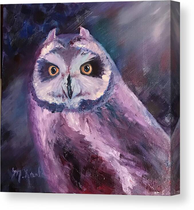 Owl Canvas Print featuring the painting Night Owl by Marsha Karle