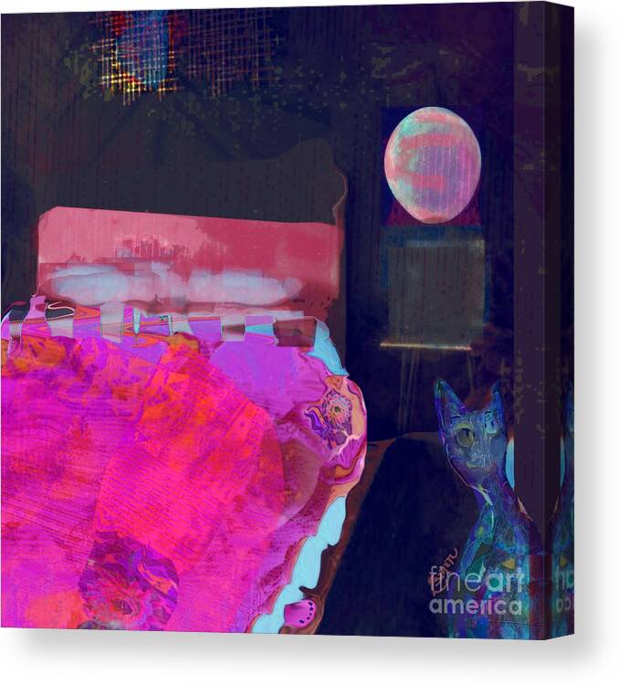 Square Canvas Print featuring the mixed media Nighty Night by Zsanan Studio