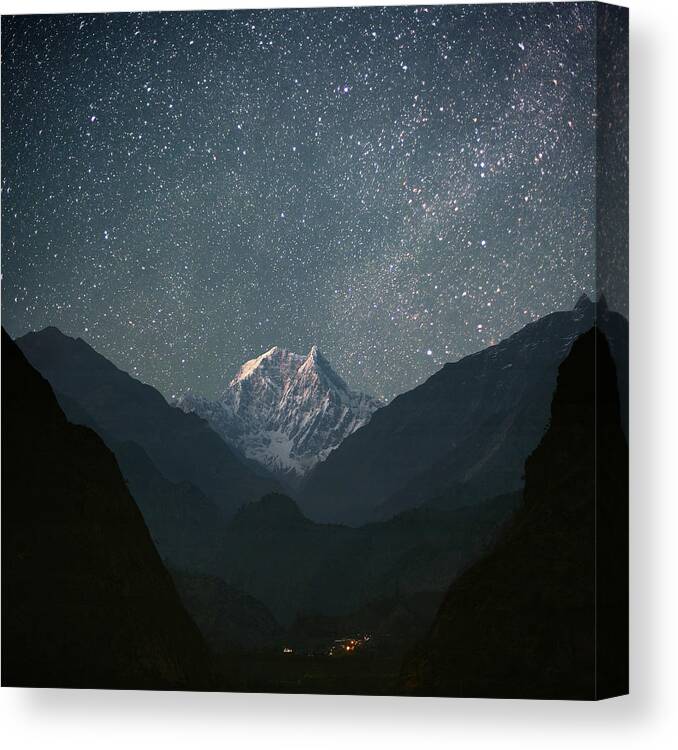 Himalayas Canvas Print featuring the photograph Nilgiri South 6839 M by Anton Jankovoy