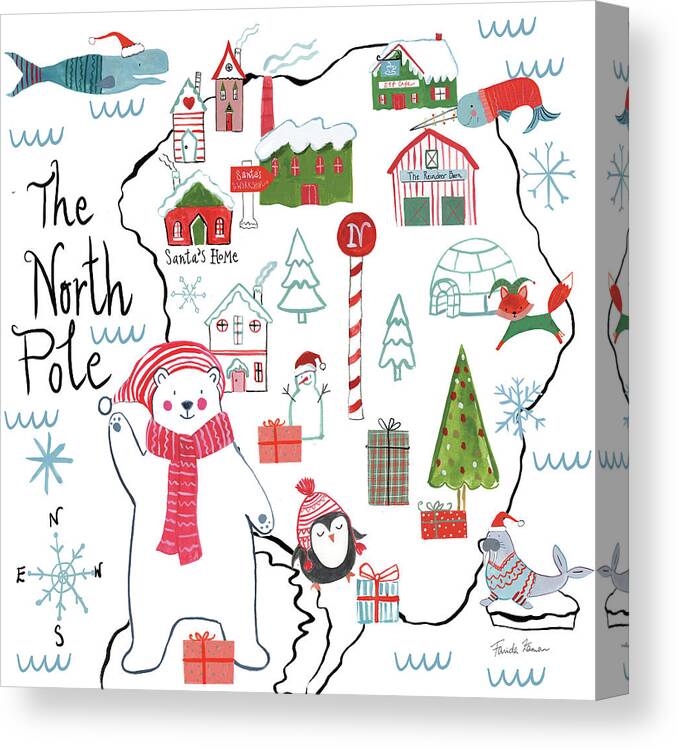 Animal Canvas Print featuring the painting North Pole Pals I by Farida Zaman