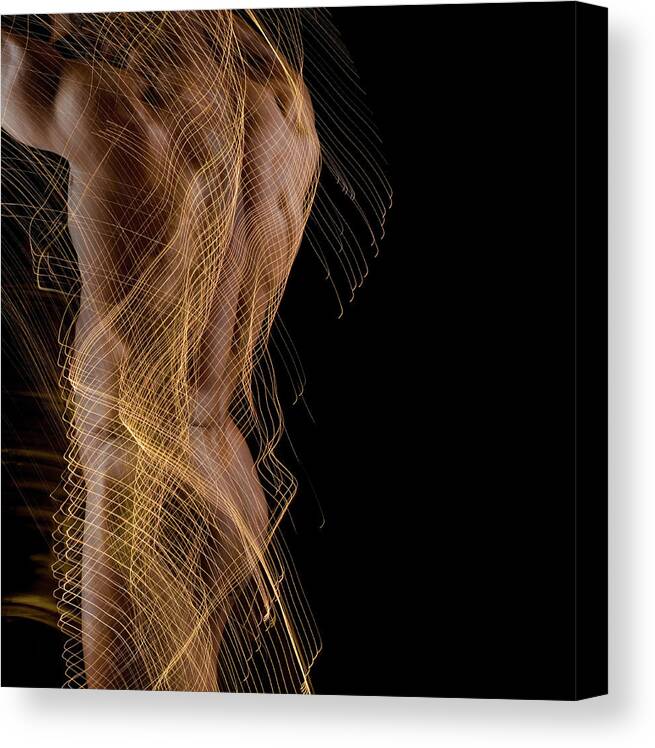 One Man Only Canvas Print featuring the photograph Nude Male, Rear View Digital Composite by John Lund