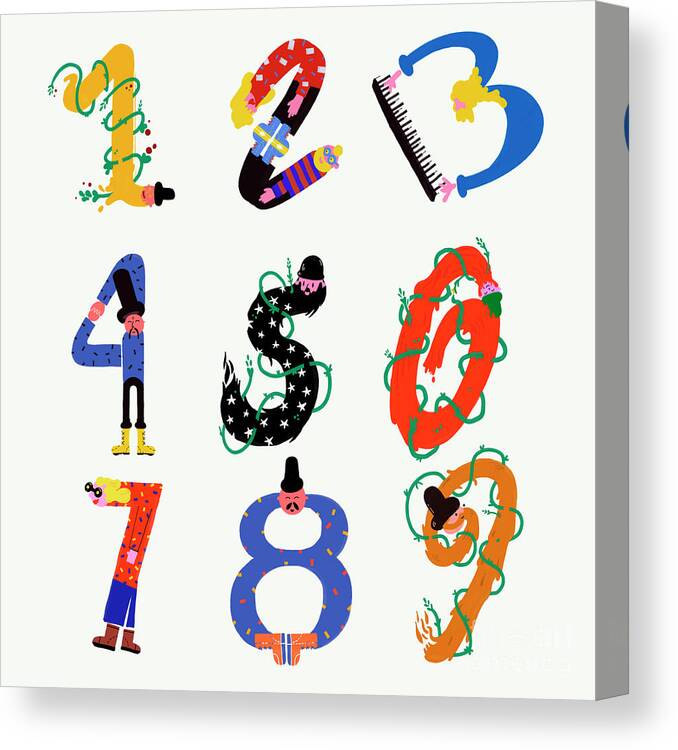 Numbers Canvas Print featuring the painting Numbers by German Jorge