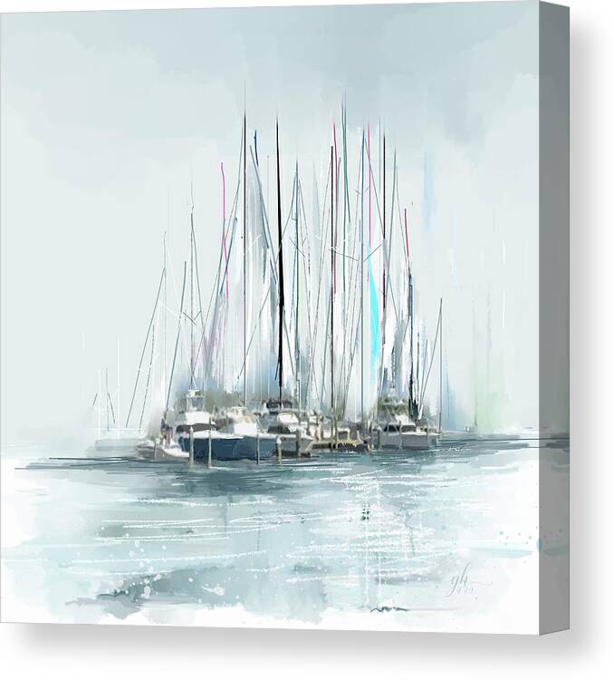 Abstract Canvas Print featuring the digital art Oceana Idyll by Gina Harrison
