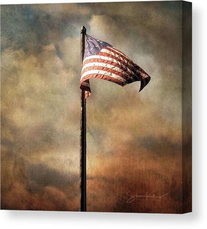  Canvas Print featuring the digital art Old Glory by Steve Kelley