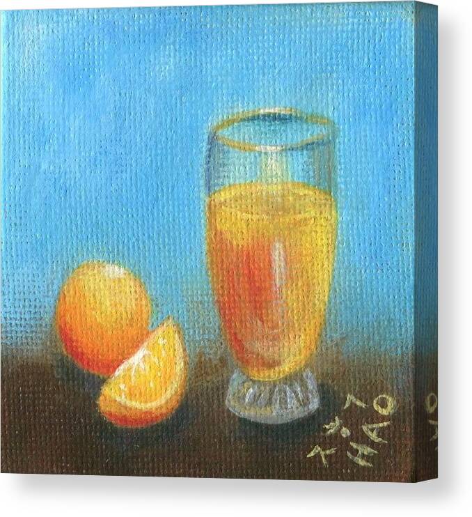 Orange Canvas Print featuring the painting Oranges and Juice by Helian Cornwell