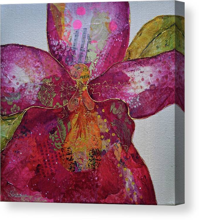 Red Canvas Print featuring the painting Orchid Passion II by Shadia Derbyshire