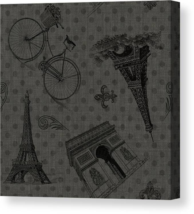 Arc De Triomphe Canvas Print featuring the drawing Paris Farmhouse Pattern Ic by Pela Studio