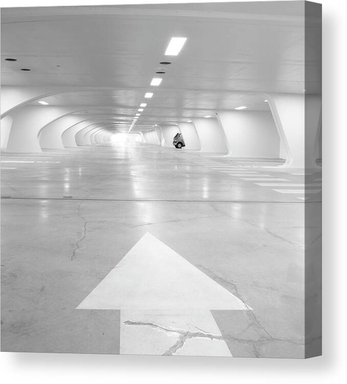 Liege Canvas Print featuring the photograph Parking, Lia¨ge-guillemins Railway Station, Belgium by Andrea Klein