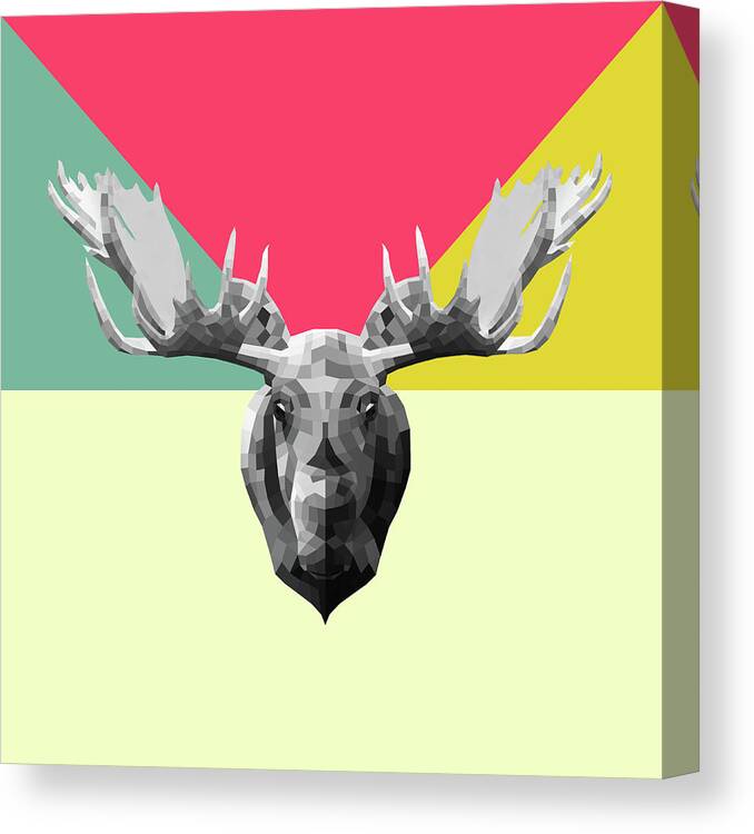 Moose Canvas Print featuring the digital art Party Moose by Naxart Studio