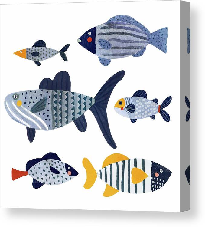 Animals & Nature Canvas Print featuring the painting Patterned Fish II by Victoria Barnes