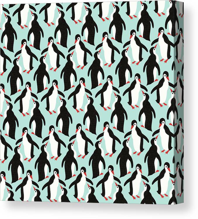 Animal Canvas Print featuring the drawing Penguin pattern by CSA Images