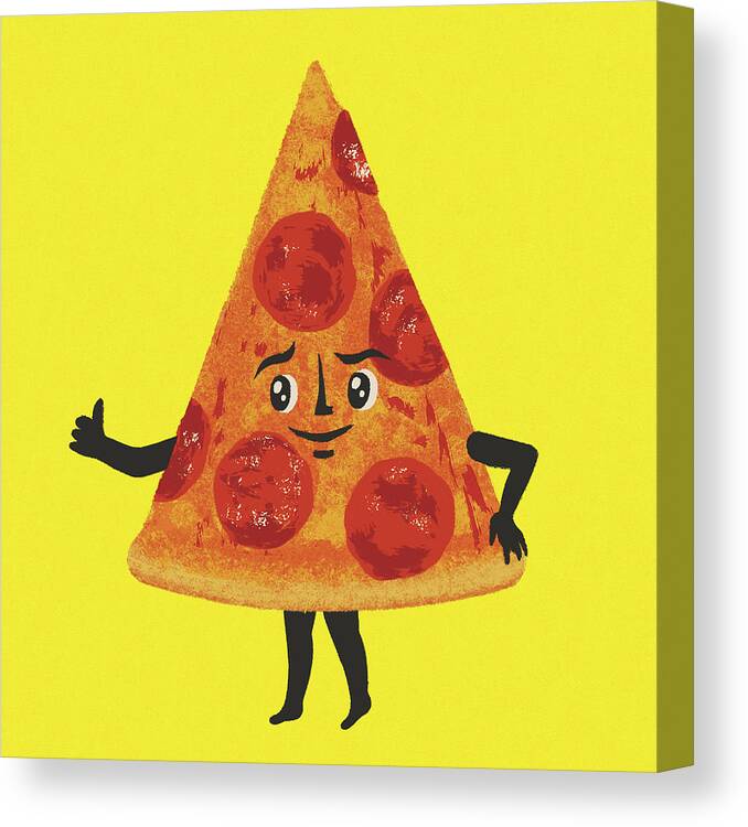 Campy Canvas Print featuring the drawing Piece of Pizza Character by CSA Images