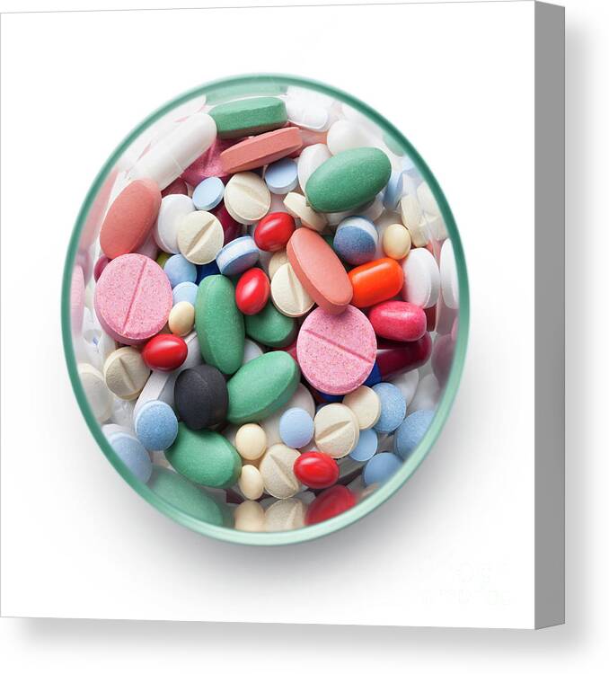 Pharmacy Canvas Print featuring the photograph Pills by Malerapaso