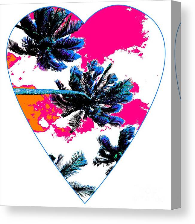 Heart Canvas Print featuring the digital art Pink Palm Hearts by Becqi Sherman