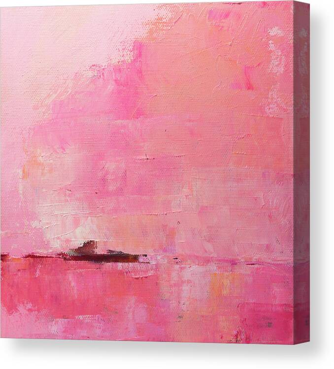Pink Abstract Landscape Painting Canvas Print featuring the painting Pink Sky Abstract by Nancy Merkle
