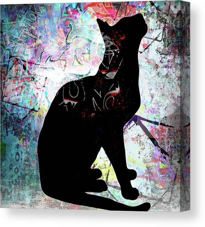 Playful Kitty 6 Canvas Print featuring the mixed media Playful Kitty 6 by Lightboxjournal