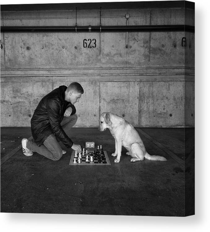 Performance Canvas Print featuring the photograph Playing Chess by Friedhelm Hardekopf