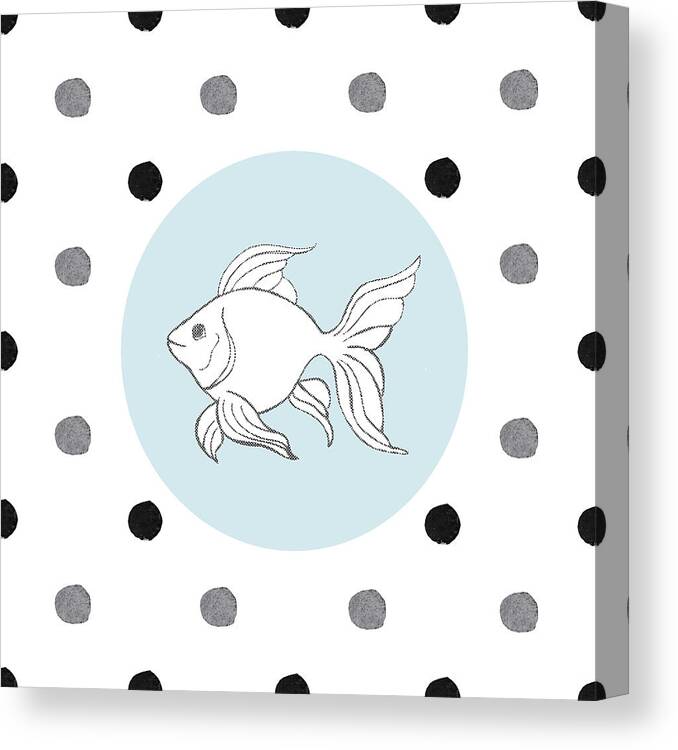 Polka Canvas Print featuring the mixed media Polka Dot Fish by Lanie Loreth