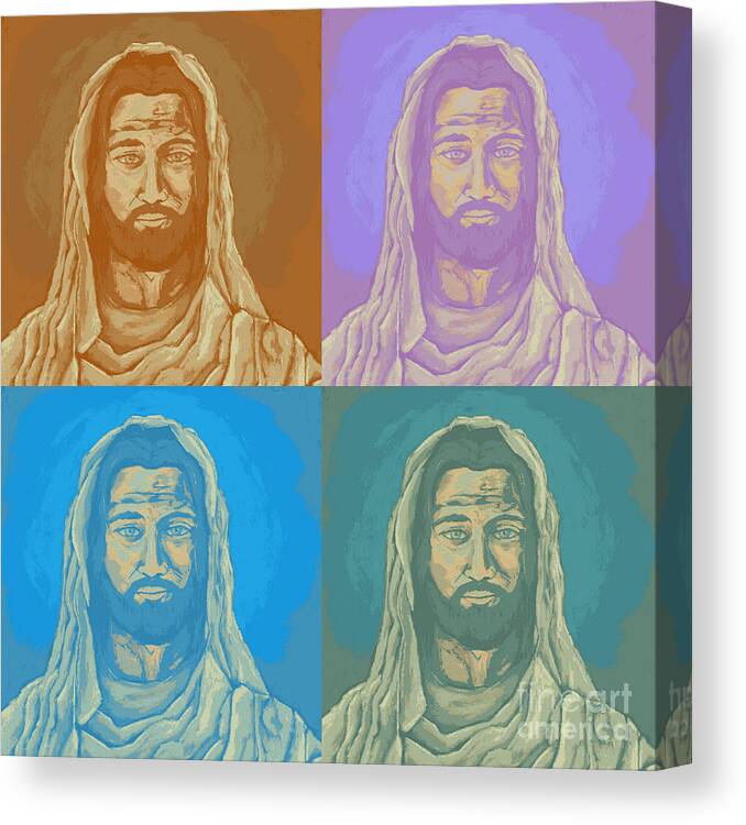 Jesus Canvas Print featuring the digital art Pop Art Jesus Collage by David Hinds