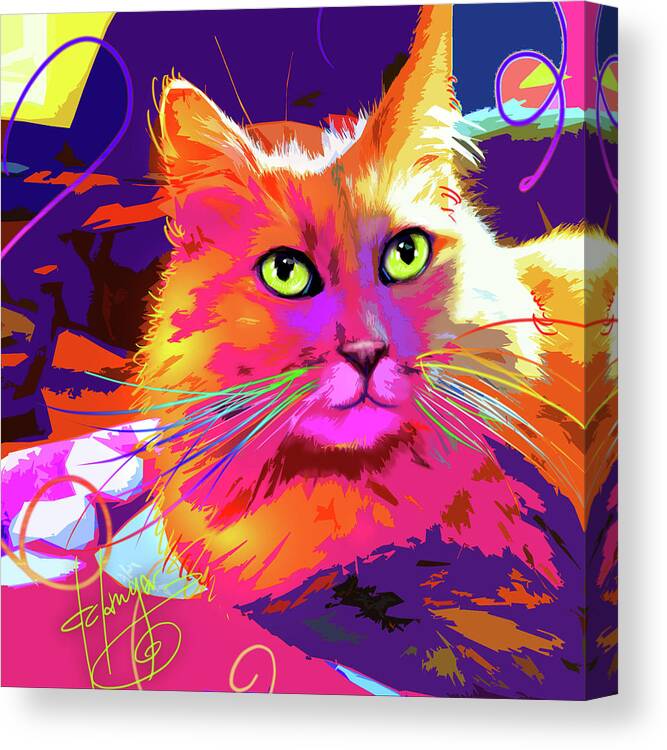 Dizzycats Canvas Print featuring the painting pOpCat BabyCat by DC Langer
