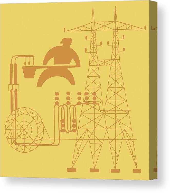 Adult Canvas Print featuring the drawing Powerlines by CSA Images