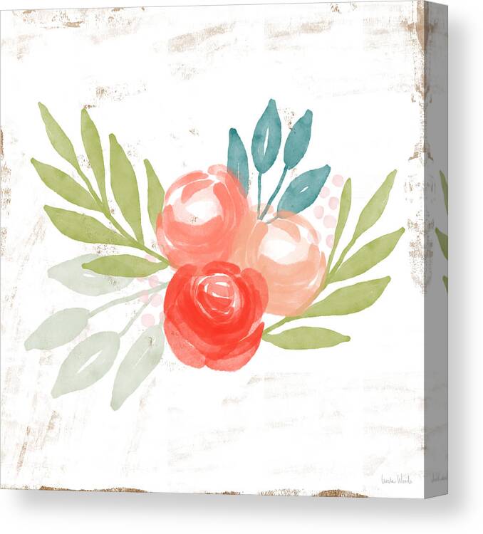 Roses Canvas Print featuring the mixed media Pretty Coral Roses - Art by Linda Woods by Linda Woods