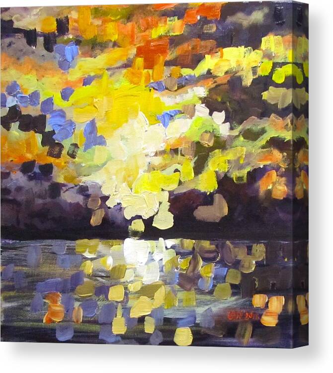 Sky Canvas Print featuring the painting Primarily Yellow sky by Barbara O'Toole