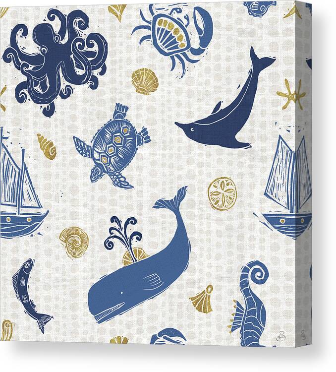 Animal Canvas Print featuring the mixed media Primitive Sea Pattern Va by Daphne Brissonnet