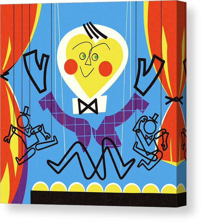 Act Canvas Print featuring the drawing Puppets on a Stage by CSA Images