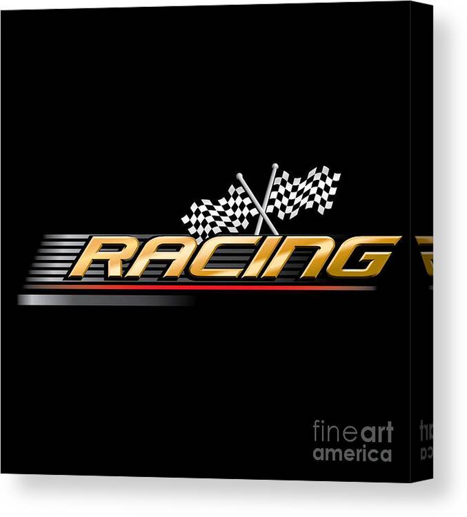 Compete Canvas Print featuring the digital art Racing With Checkered Flags by Vectorvault