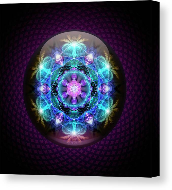 Radiant Energy Flower Mandala Canvas Print featuring the painting Radiant Energy Flower Mandala by Mushroom Dreams Visionary Art