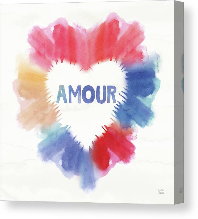 Amour Canvas Print featuring the mixed media Rainbow Love II Amour by Dina June