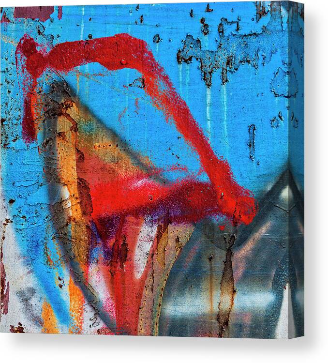 Graffiti Canvas Print featuring the mixed media Red Blue Graffiti Abstract Square 1 by Carol Leigh